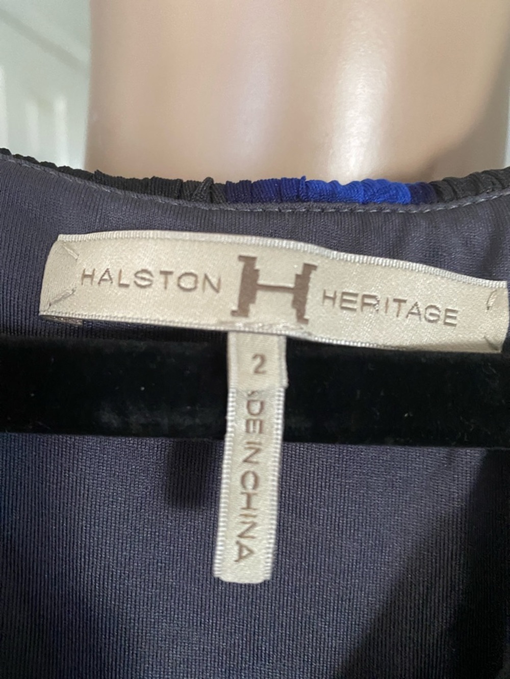 Halston Heritage Black Mini Dress with Electric Blue Accents - Picture 3 of 6